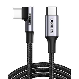 Кабель USB 2.0 Type-C M-M, 2 м, 90°, 100W Черный, Aluminium Braid US334 UGREEN
