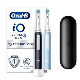 Набір електричних зубних щіток Oral-B Braun iO3 чорна та блакитна + футляр