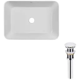 Умивальник Qtap Virgo накладний прямокутний 490x350x110 мм White + донний клапан PU02, Білий