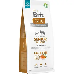 Сухий беззерновий корм для старіючих собак Brit Care Dog Grain-free Senior&Light, з лососем, 12 кг