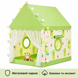 Дитячий будиночок-намет “Ведмедики” з металевим каркасом зелений - мініатюра 2