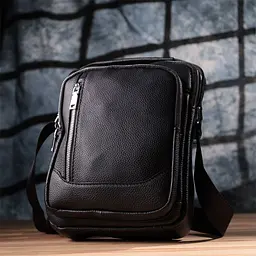 Практична вертикальна сумка для чоловіків із натуральної шкіри Vintage s_15114 чорна - мініатюра 9