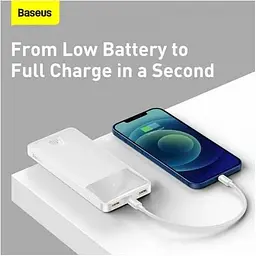 УМБ Baseus Bipow Digital Display Power Bank 10000mAh 20W (PPDML-L02) біла - мініатюра 6