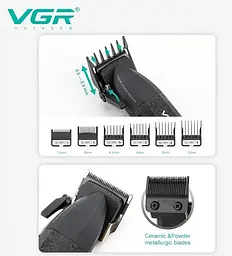 Професійна стрижкова машинка VGR V-640C керамічне лезо 2500 mAh 9000 об/хв додаткове регулювання висоти зрізу - мініатюра 3