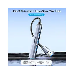 Концентратор Vention USB 3.0 to 1xUSB 3.0 + 3xUSB 2.0 0.15m gray (CKOHB) - мініатюра 5