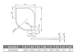 Душовий піддон Radaway Delos E 90x80 SDE8090-01R - мініатюра 2