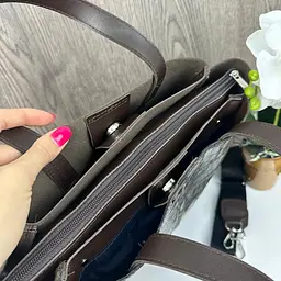 Сумка жіноча велика містка темно-коричнева під рептилію - мініатюра 8