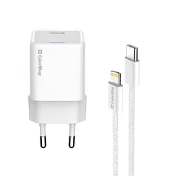 Мережевий зарядний пристрій Colorway GaN Mini 20W PD Port PPS USB-C cable Lightning White - мініатюра 2