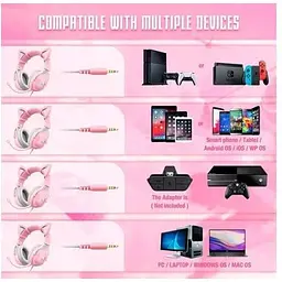 Ігри навушники з вушками Onikuma X11 Gaming CAT with LED фіолетові - мініатюра 3