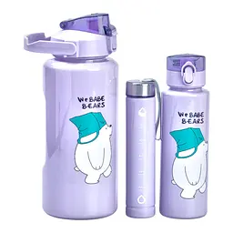 Набір пляшок для води We Bare Bears Tote Life Білий 300/700/2000 мл фіолетовий HPZSB120014V - мініатюра 7