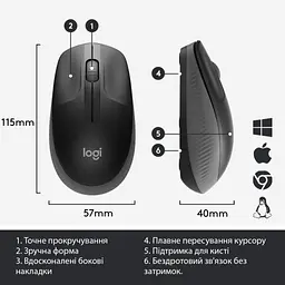 Миша Logitech M190 Full-size wireless mouse Charcoal - мініатюра 6