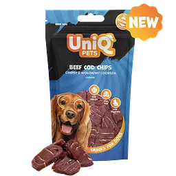 Ласощі для собак UniQ PETS Чіпси з яловичини та тріски, 80 г