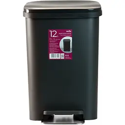 Відро для сміття MBM My Home з кришкою та педаллю 12 л антрацит (BIN-13 12L ANTHRACITE)
