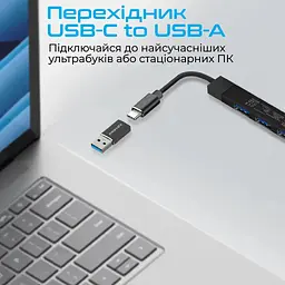 Концентратор Promate USB Hub 4 ports litehub-4.black (litehub-4.black) - мініатюра 5