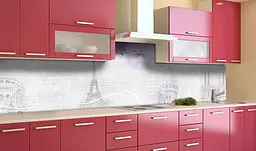 Вініловий кухонний фартух Бузкова Ніжність наклейка ПВХ Ейфелева вежа Абстракція Happy Pocket Z181543 - мініатюра 4