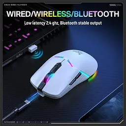 Комп'ютерна мишка Onikuma для ПК та ноутбука CW-98 12000 DPI Bluetooth 2.4GHz RGB підсвітка Білий - мініатюра 5
