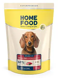 Беззерновий гіпоалергенний корм для малих порід собак Home Food з качкою та індичкою 0,7кг