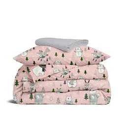Дитяча постільна білизна в ліжечко WINTER ANIMALS CS10, рожевий (AnimalsWinterRose_52Grey_140)
