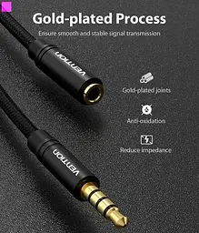 Аудіо-кабель Vention Audio 3.5 mm M - 3.5 mm F, 2m, Black (BHBBH) - мініатюра 4