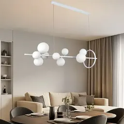 Люстра стельова LED Levistella 918LP267-10 WH+WH, 10 плафонів, чорнобура, сучасний стиль для дому - мініатюра 2