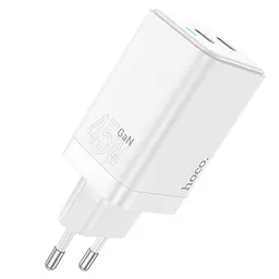 Блок живлення зарядний Hoco Starlight N23 2 usb-c 45 W білий - мініатюра 3