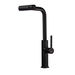 Змішувач для кухні з висувним виливом Mixxus Premium Hammer 014 Black MI6954 Чорний матовий - мініатюра 6