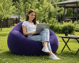 Надувне крісло-пуф Inflatable Sofa / Надувне крісло-мішок 110×110×85 см Фіолетове - мініатюра 2