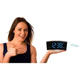 Годинник настільний з радіо Technoline WT460 Blue LED Black/Silver (WT460 blaue LED) - мініатюра 4
