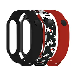 Комплект силіконових ремінців для фітнес браслетів Xiaomi Mi Band 5/6/7, Silicone, cartoon mickey siluet, зі зручною застібкою, на фітнес трекер та смарт годинник, ArmorStandart (ARM77043)