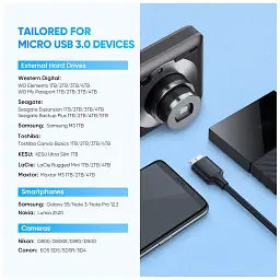 Дата кабель USB-C 3.1 to Micro USB 3.0 1.0m 3A US312 black Ugreen (20103) - мініатюра 9