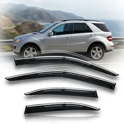 Дефлектори вікон вітровики Benke для Mercedes-Benz ML 350 W164 2005-2011 Молдинг Нержавіюча сталь 3D (BBZML0523-W/S) - мініатюра 4