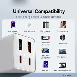 Зарядний пристрій Baseus GaN6 Pro 100W Fast Charger (4 виходи 2 Type-C + 2 USB-A) + кабель Type-C 100W (CCGAN100E6) - мініатюра 8