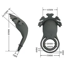 Ерекційне кільце Pretty Love Vibrant Penis Ring Ruben 8.5 см сірий - мініатюра 5