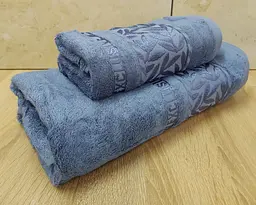 Набір турецьких бамбукових махрових рушників Cestepe 50х90+70х140 Bamboo Chery Blue - мініатюра 3