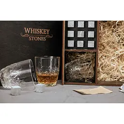 Подарунковий набір Whiskey Stones камені для віскі у дерев'яному пеналі №8 + 4 склянки Bormioli Rocco Dedalo + щипці + мішечок - мініатюра 5