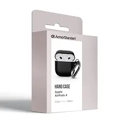 Силіконовий чохол для навушників Apple AirPods 4, Hang Case, чорний, ультратонкий захисний кейс товщиною 2 мм, захист від подряпин, пилу та ударів, компактний, з карабіном для кріплення, ArmorStandart (ARM81277) - мініатюра 8