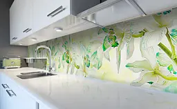 Вініловий кухонний фартух Незвичайні Орхідеї наклейка для кухні Квіти Зелений 65х250 см Happy Pocket Z181552 - мініатюра 6