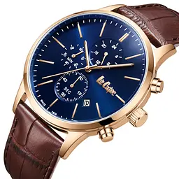 Наручний годинник чоловічий Lee Cooper Leather Gold Золотистий (3435) - мініатюра 2
