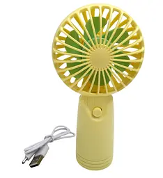 Вентилятор міні акумуляторний з ручкою USB діаметр 10см Handy Mini Fan AP223 жовтий