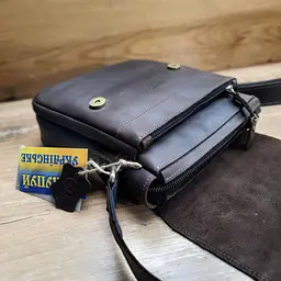 Чоловіча повсякденна шкіряна сумка GS коричнева 23*20*7 см (АУ 001 кор) 200 - мініатюра 6