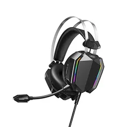 Ігрові навушники з мікрофоном XO GE-07 Static та RGB Long mic USB/Dual 3.5mm 2.2 м Black (33147_2955877)