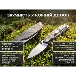 Ніж складаний туристичний Ruike P746-CB, (8 см) 14C28N / G10 чорний - мініатюра 13