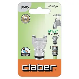 Адаптер для конектора для поливального шлангу Claber Metal-Jet 9605 В1/2" - мініатюра 2