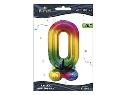 Кулька фольгована цифра PELICAN 40 (100 см) 1 на підставці цифра 0 градієнт