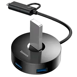 Мультипортовий адаптер USB Хаб Baseus Round Box Type-C + USB to 1 USB3.0 + 3 USB2.0 CAHUB-GA01 Black