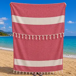 Рушник пештемаль Turkey Towel 100х180 см легкий великий для пляжу басейну бані сауни підстилка на дачу пікнік природу відпустку море ромб червоний
