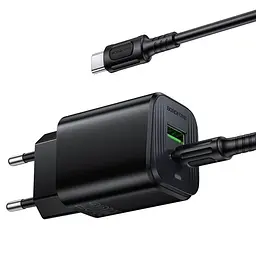 МЗП Borofone BAS83A Star PD20W+QC3.0 (1USB-A/1C) + кабель Type-C to Type-C Black - мініатюра 3
