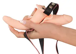 Подвійний страпон Vibrating Double Strap-On 15.7 см тілесний - мініатюра 4
