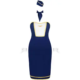 Еротичний костюм стюардеси Obsessive Stewardess uniform M/L, blue - мініатюра 3