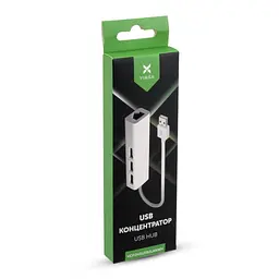 Концентратор Vinga 3xUSB2.0 + RJ45 100Mbps (VCP2H3USB2LANWH) - мініатюра 3